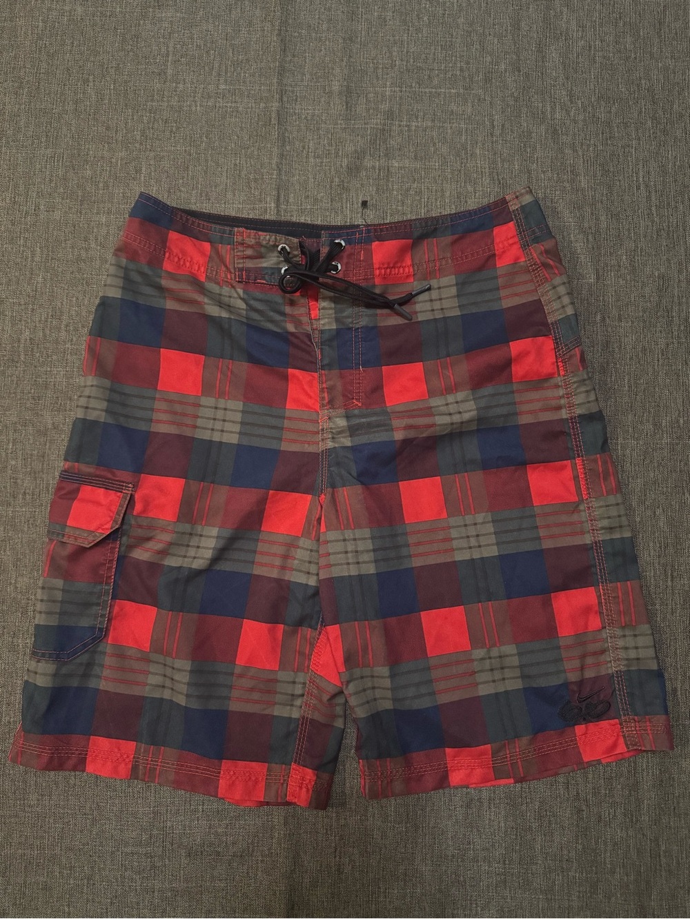 Nike 6.0 Red Blue Plaid Board Shorts Swim Trunks